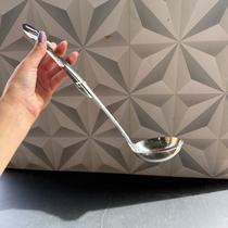 Concha de inox multiuso de cozinha para feijão molhos cabo longo grande 25cm prata molhos alimentos conxa de alumínio