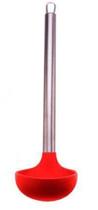 Concha de Servir Silicone com Cabo em Inox - Wellmix - Vermelha