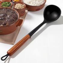 Concha De Silicone Média Cabo Madeira Para Servir Feijão Molhos Caldos Sopa Cozinha