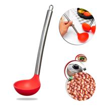 Concha de Silicone Vermelha Cabo Aço Inox Utensílio 30,5cm
