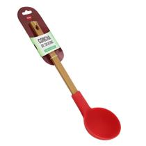 Concha de Silicone Vermelha com Cabo em Bambu Concha de Silicone Vermelha com Cabo em Bambu
