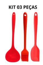 Concha Espátula Pincel Silicone Kit 03 Utensílios Silicone