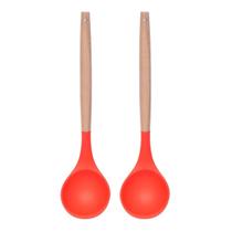 Concha Feijão Vermelho Silicone Cabo Bambu Multiuso - 2un