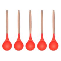 Concha Feijão Vermelho Silicone Cabo Bambu Multiuso - 5un