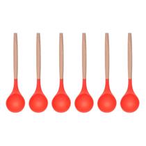 Concha Feijão Vermelho Silicone Cabo Bambu Multiuso - 6un