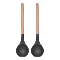 Concha Preto Silicone e Cabo de Bambu Cozinha Multiuso - 2un