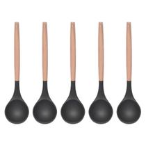 Concha Preto Silicone e Cabo de Bambu Cozinha Multiuso - 5un