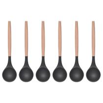 Concha Preto Silicone e Cabo de Bambu Cozinha Multiuso - 6un