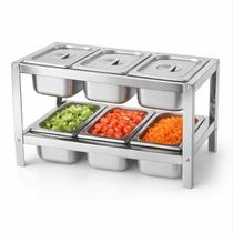 Condimentadora 6 Cubas com Tampa Inox 1/4 X 100mm Mesa