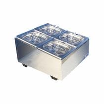 Condimentadora Central Refrigerada 4 Cubas 1/6 ZPCNR04 Inox