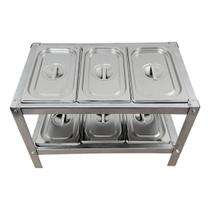 Condimentadora Com Tampa 6 Cubas Inox 1/4 X 100mm Mesa