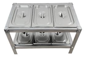 Condimentadora Com Tampa 6 Cubas Inox 1/4 X 100mm Mesa