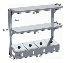 Condimentadora Pizzarola 4 Cubas Com Prateleira Inox
