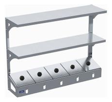 Condimentadora Pizzarola 5 Cubas Inox Com Prateleira Condimentadora Pizzarola 5 Cubas Inox Com Prateleira