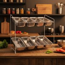 Condimentadora Pizzarola 8 Cubas Alumínio 750ml Estrutura Aramada