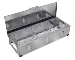 Condimentadora Pizzarola Profissional Bancada Inox 3 Cubas G23 Condimentadora Pizzarola Profissional Bancada Inox 3 Cubas G23
