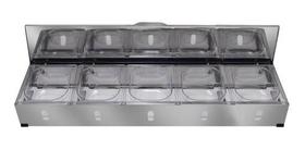 Condimentadora Pizzarola Profissional Inox Bancada 5 Cubas Condimentadora Pizzarola Profissional Inox Bancada 5 Cubas