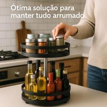 Condimentos Giratório 2 Andares Cozinha Tempero Organizador Banheiro Prateleira Rack Estante Condimentos Giratório 2 Andares Cozinha Tempero Organizador Banheiro Prateleira Rack Estante