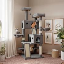 Condomínio Cat Tree Tower SHA CERLIN 165 cm Scratching Post cinza
