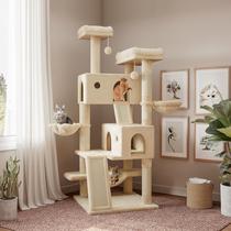 Condomínio Cat Tree Tower SHA CERLIN de 165 cm para gatos de interior bege