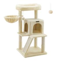 Condomínio de vários níveis Cat Tree Feandrea de 96 cm com rampa bege Condomínio de vários níveis Cat Tree Feandrea de 96 cm com rampa bege