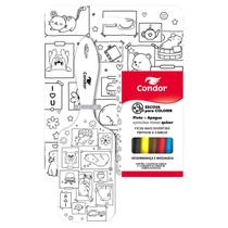 Condor Kit Escova De Cabelo Raquete 6 Canetas Hidrocor Escovação Macia E Diversão Integrada