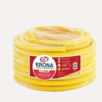 Conduíte Eletroduto Corrugado Amarelo Krona 3/4 50 Metros Flexível para Instalação Elétrica