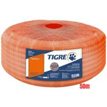Conduite Eletroduto Corrugado Reforçado PVC Laranja de 3/4" Polegada 25mm Rolo 50m Tigreflex Tigre