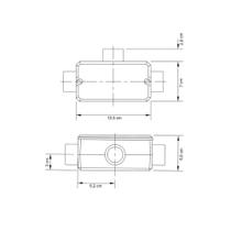 Condulete fixo 1.1/4 polegada tipo "T" - com tampa / rosca BSP / sem pintura