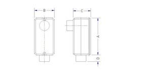 Condulete fixo 1/2" tipo "LB" - sem tampa / rosca BSP / com pintura el