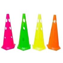 Cone De Marcação Furado Colorido 50cm Pvc - Kit C/ 6 Unidades