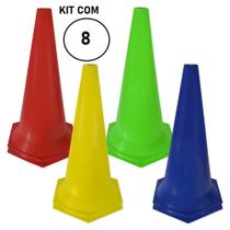 Cone De Marcação Sinalizador Colorido 50cm Pvc Rígido - Kit C/ 8 Unidades