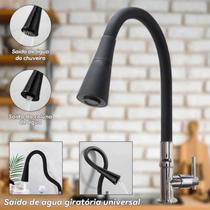 Cone De PulverizaçãO Dupla FlexíVel, Bancada De Cozinha Grande Torneira Vertical Semi Curva Preta