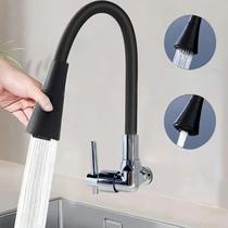 Cone De PulverizaçãO Dupla FlexíVel, Bancada De Cozinha Grande Torneira Vertical Semi Curva Preta