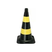 Cone de Sinalização 50cm Preto/Amarelo para Segurança Viária