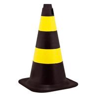 Cone De Sinalização 50cm Preto E Amarelo * 9734