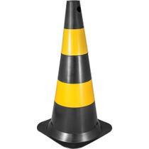 Cone De Sinalização Com 75 Cm, Preto E Amarelo, Em Polietileno Vonder