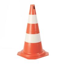 Cone de Sinalização Plástico Rígido Laranja e Branco 50cm - Plastcor