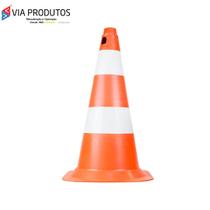 Cone de Sinalização PVC 75cm Laranja e Branco - PLASTCOR