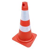 Cone de Sinalização PVC Flexível 75cm Laranja e Branco Plastcor 70000018