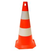 Cone de Sinalização Rígido 75 Cm Laranja e Branco Plastcor