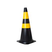 Cone de Sinalização Trânsito em PVC 75 cm Estacionamento Garagem Preto e Amarelo Cone de Sinalização Trânsito em PVC 75 cm Estacionamento Garagem Preto e Amarelo
