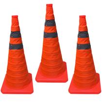 Cone de Transito Retratil Kit 3 Dobravel Flexivel Obra Sinalizaçao Segurança Rodovia Estrada Emergencia Estacionamento Cone de Transito Retratil Kit 3 Dobravel Flexivel Obra Sinalizaçao Segurança Rodovia Estrada Emergencia Estacionamento