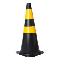 Cone Em Pvc 75Cm Preto E Amarelo