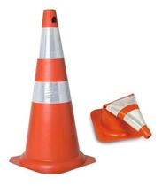 Cone Emborrachado 75cm Laranja/Branco Kteli