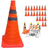 Cone Estrada Flexivel Retratil Kit 22 Uni Alerta Portatil Dobravel Transito Sinalizaçao Rodovia Obra Balizador Segurança Cone Estrada Flexivel Retratil Kit 22 Uni Alerta Portatil Dobravel Transito Sinalizaçao Rodovia Obra Balizador Segurança