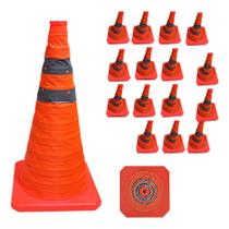 Cone Estrada Rodovia Retratil Alerta Kit 15 Uni Transito Portatil Dobravel Flexivel Sinalizaçao Obra Balizador Segurança
