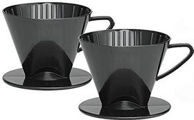 Cone Fino para Filtrar Café Pour-Over, Tamanho Número 2, Preto, Prepara 2 a 6 Xícaras, Conjunto com 2