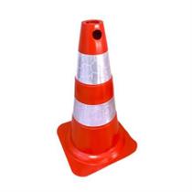 Cone flexível 50cm com faixa refletiva branca ou amarela - marca plastcor - cod. 700.00654