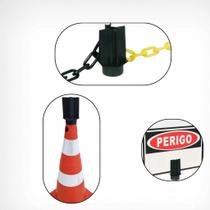 Cone Flexível Laranja Refletivo Nbr 15071 + Suporte P/ Placa